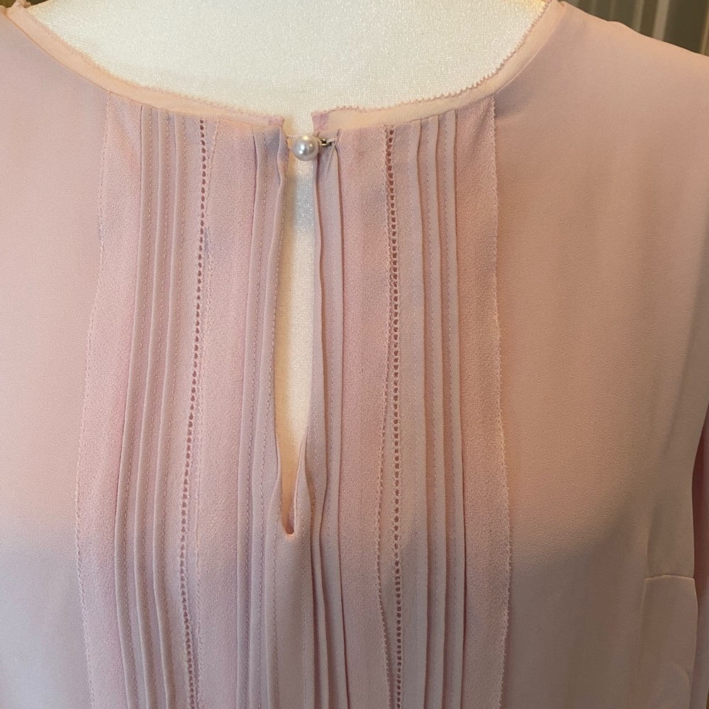 White House Black Market Light Pink Blouse with Pleats